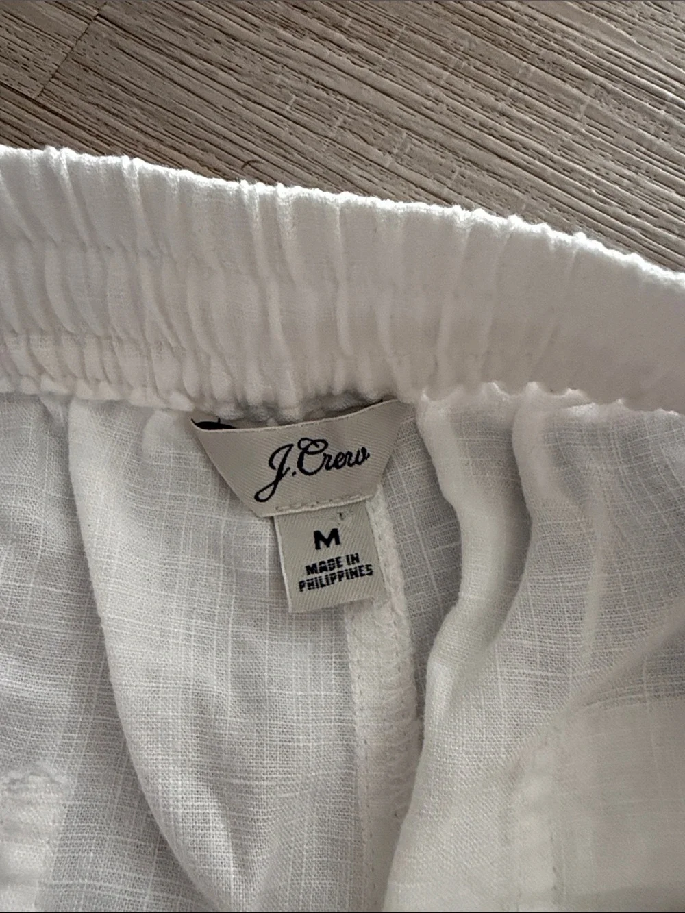 J. Crew White Linen Blend Drawstring Pants